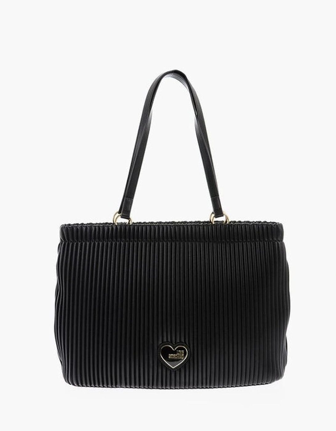 Solid Zip Closure Shoulder Handbag with Double Handle Women - Black, 5 of 4