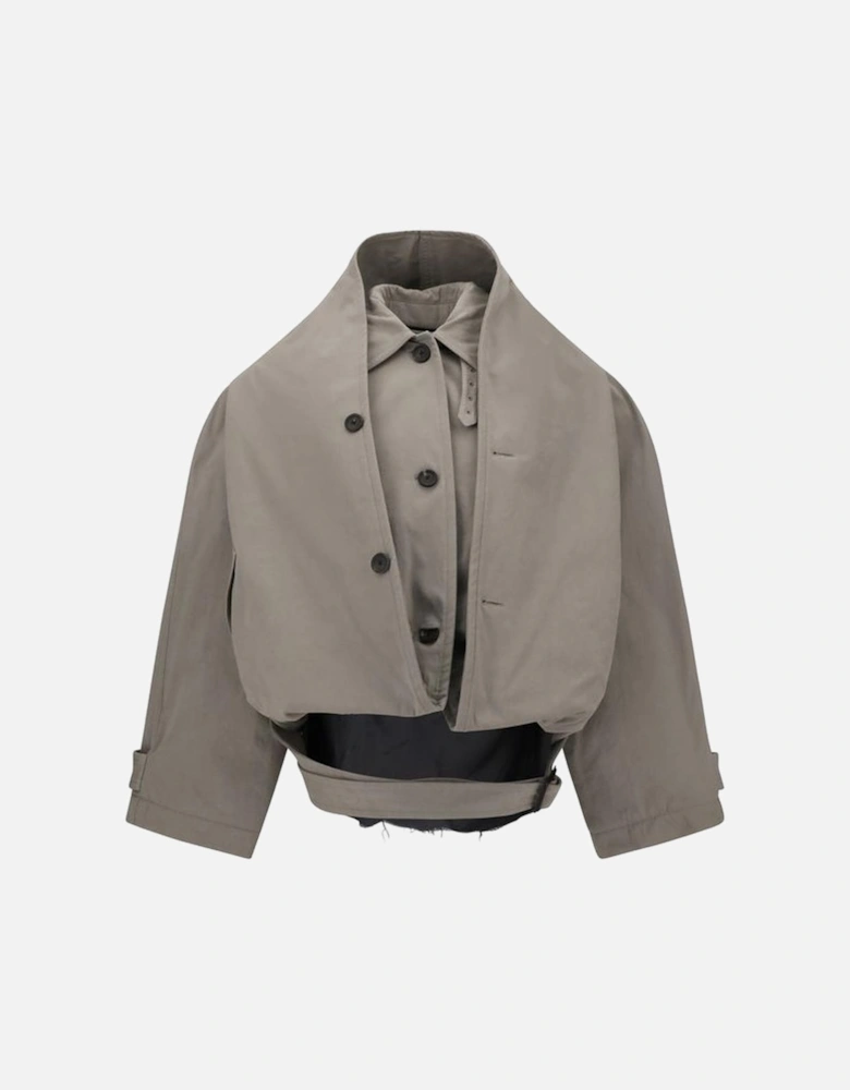 Reverse Hooded Trench Coat with Deconstructed Details Women - Gray