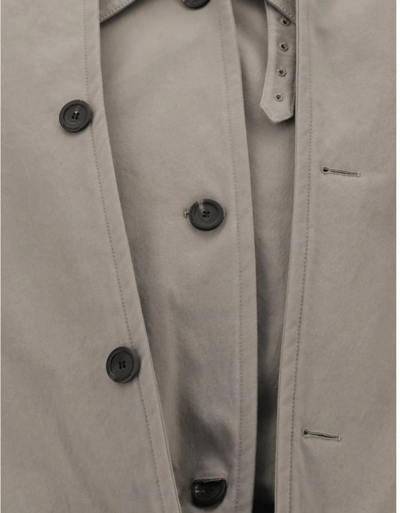 Reverse Hooded Trench Coat with Deconstructed Details Women - Gray