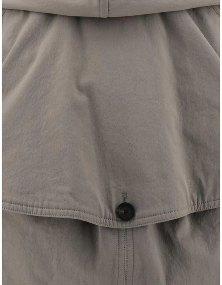 Reverse Hooded Trench Coat with Deconstructed Details Women - Gray