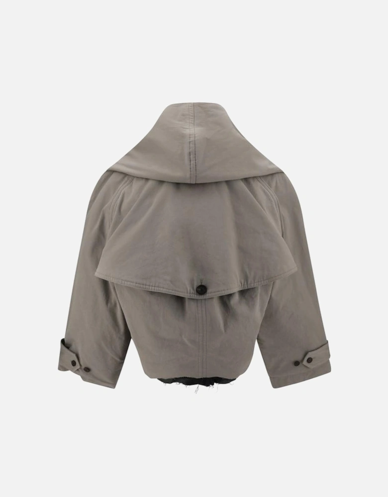 Reverse Hooded Trench Coat with Deconstructed Details Women - Gray