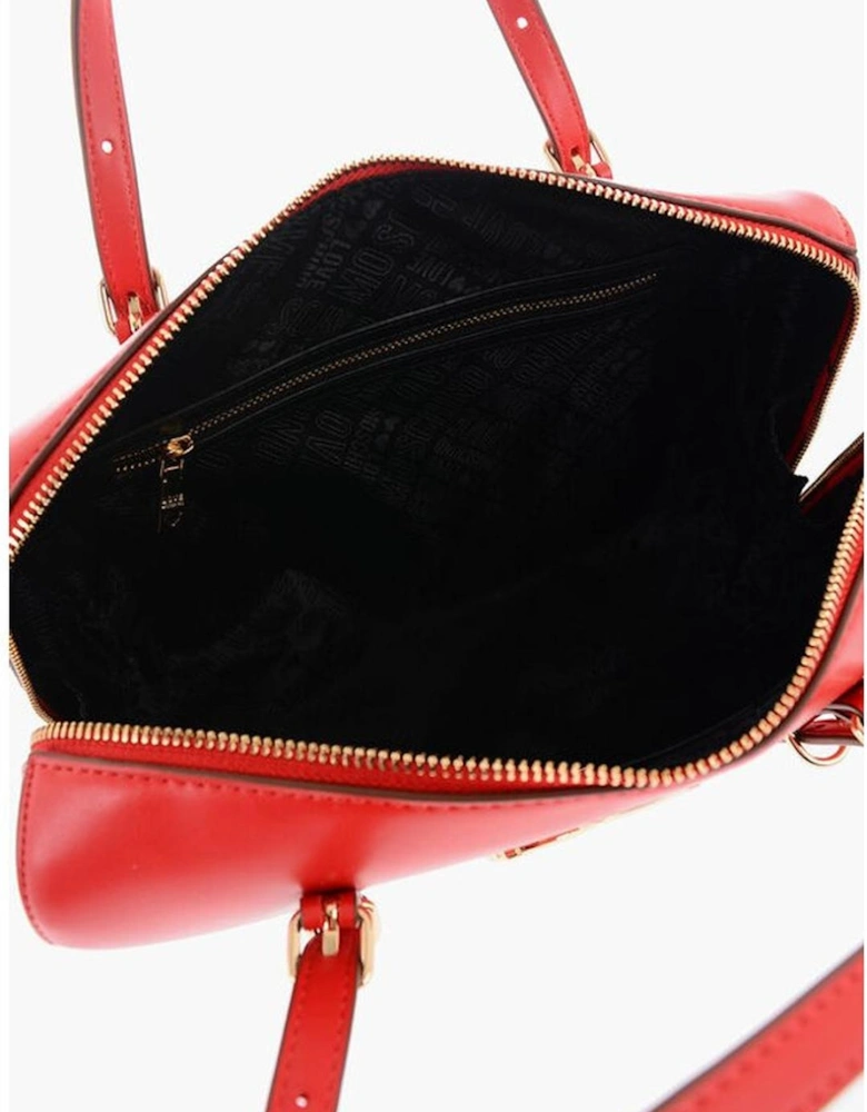 Eco-Leather Double Handle Handbag with Adjustable Strap Women - Red