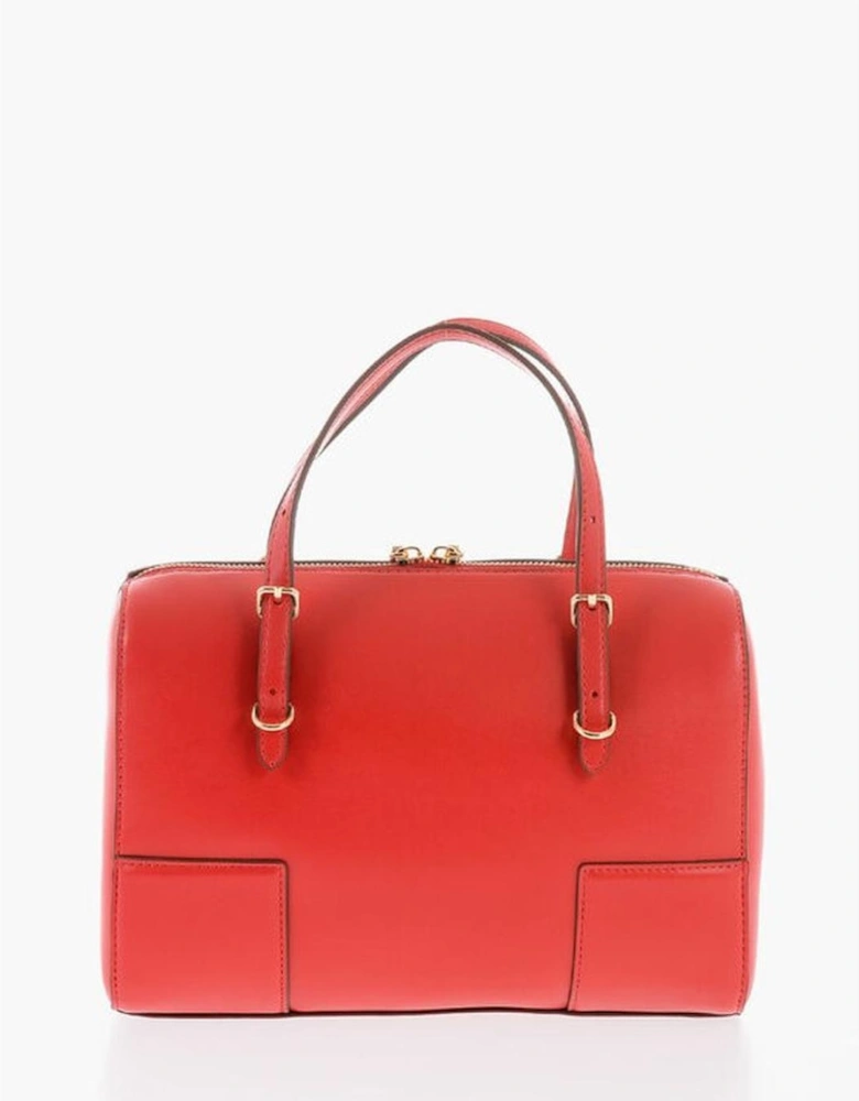 Eco-Leather Double Handle Handbag with Adjustable Strap Women - Red