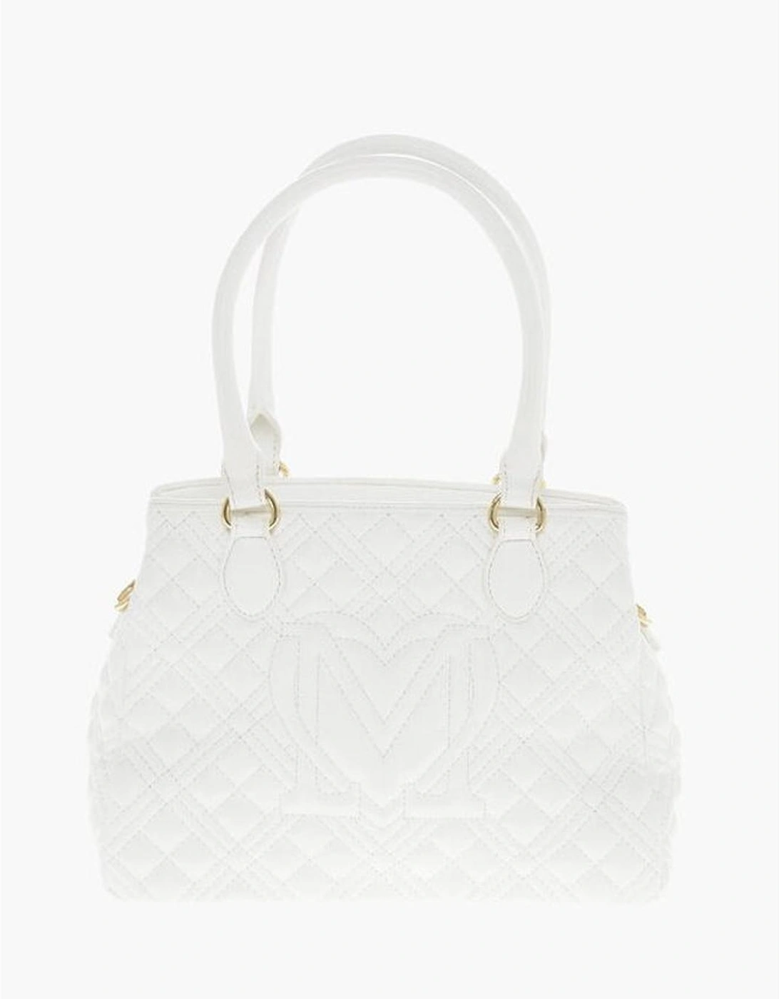 Metal Double Handle Handbag with Zip Closure Women - White Tote Bags