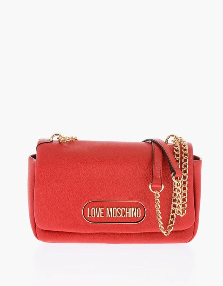 Logo Metal Eco-Leather Shoulder Bag Women - Red
