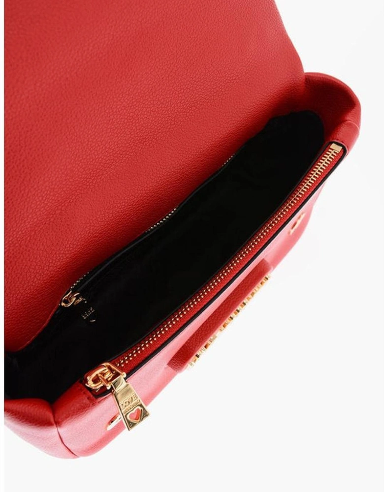 Logo Metal Eco-Leather Shoulder Bag Women - Red
