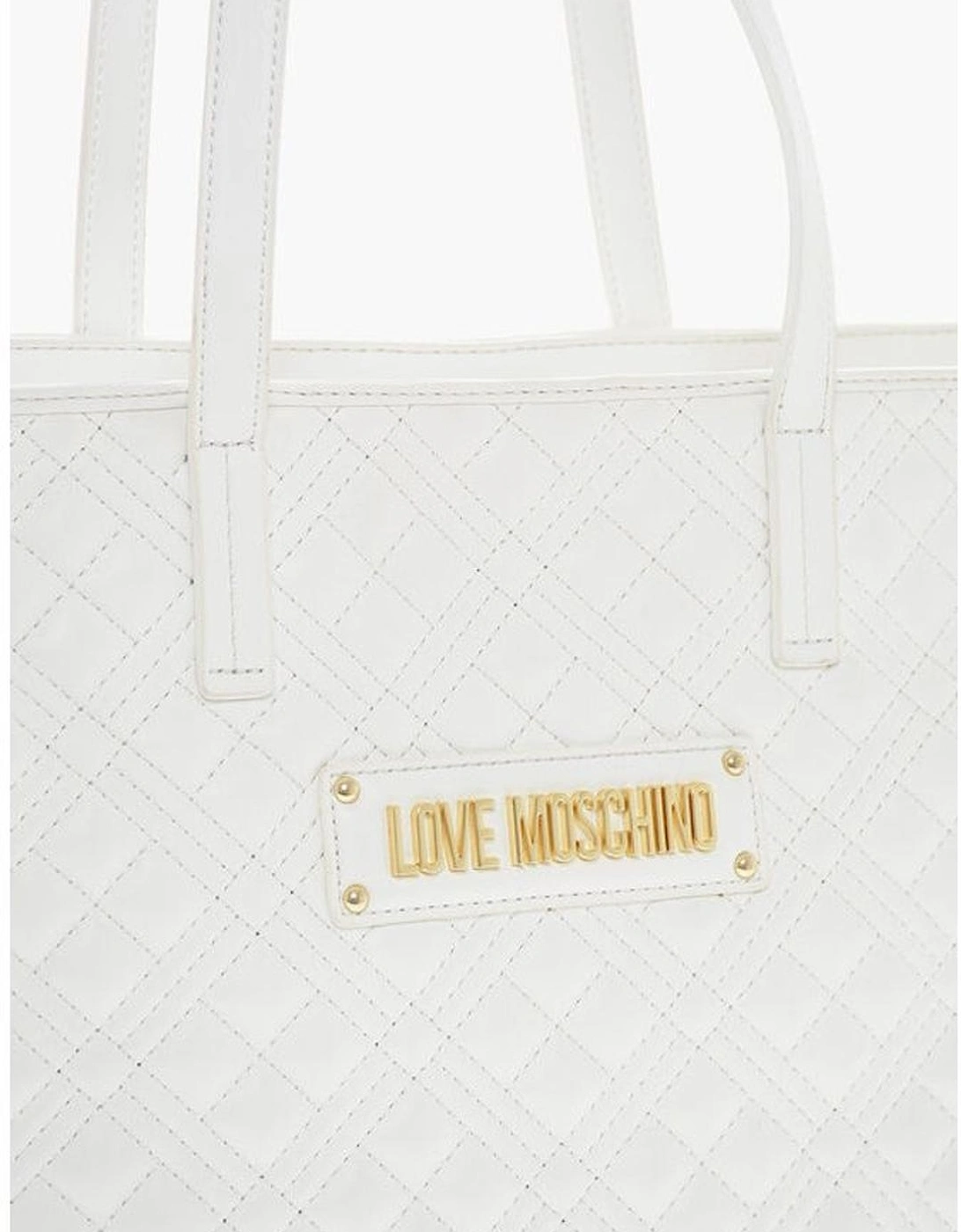 Metal Logo Shoulder Bag with Double Handle Women - White Tote Bags