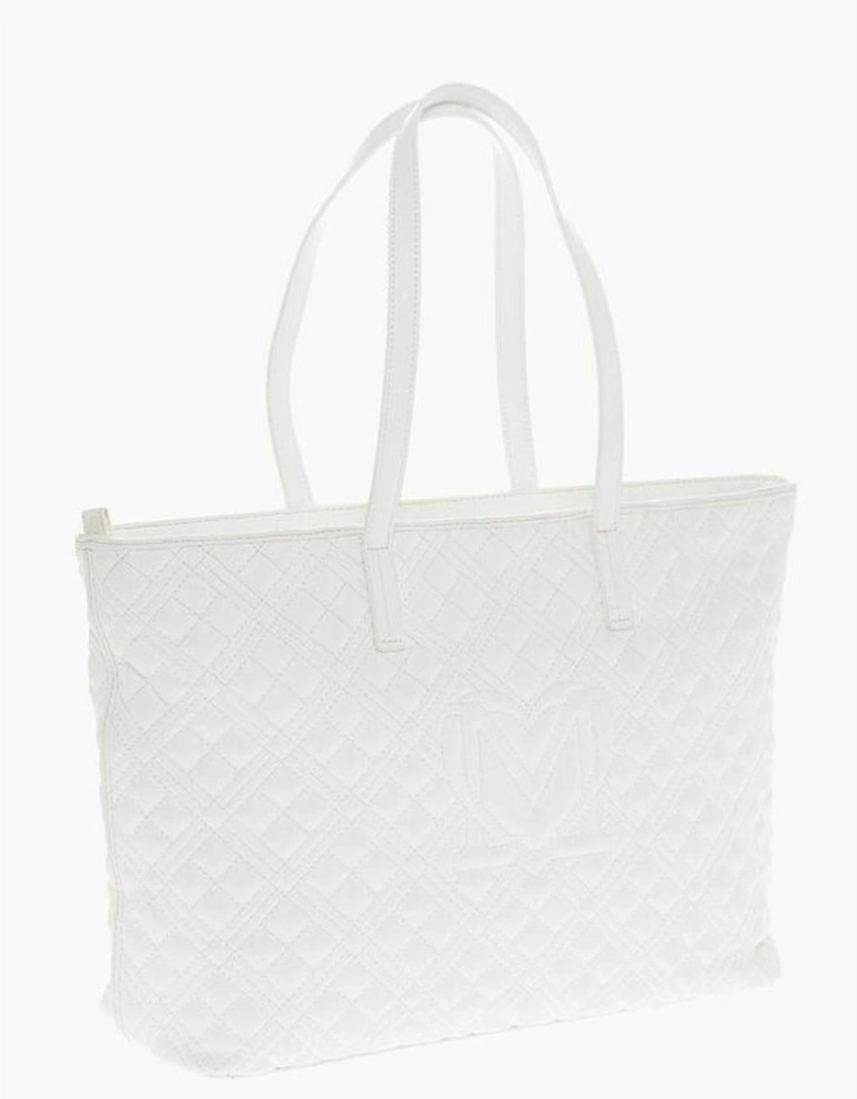Metal Logo Shoulder Bag with Double Handle Women - White Tote Bags