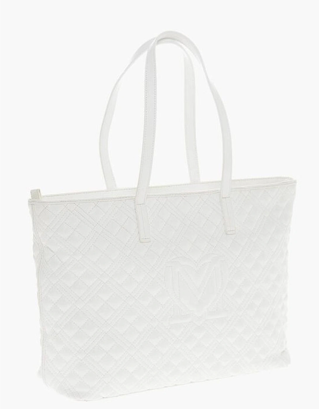 Metal Logo Shoulder Bag with Double Handle Women - White Tote Bags