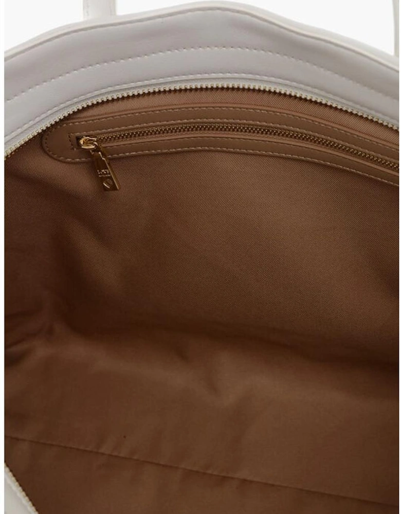 Metal Logo Shoulder Bag with Double Handle Women - White Tote Bags