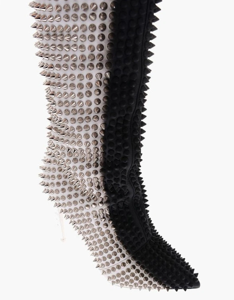 Lace-Up Stiletto Heels with Studs Women - Black And White Boots