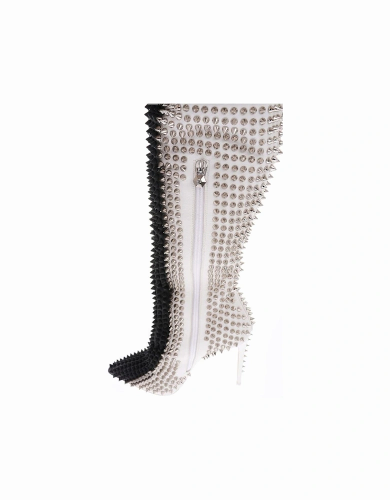 Lace-Up Stiletto Heels with Studs Women - Black And White Boots