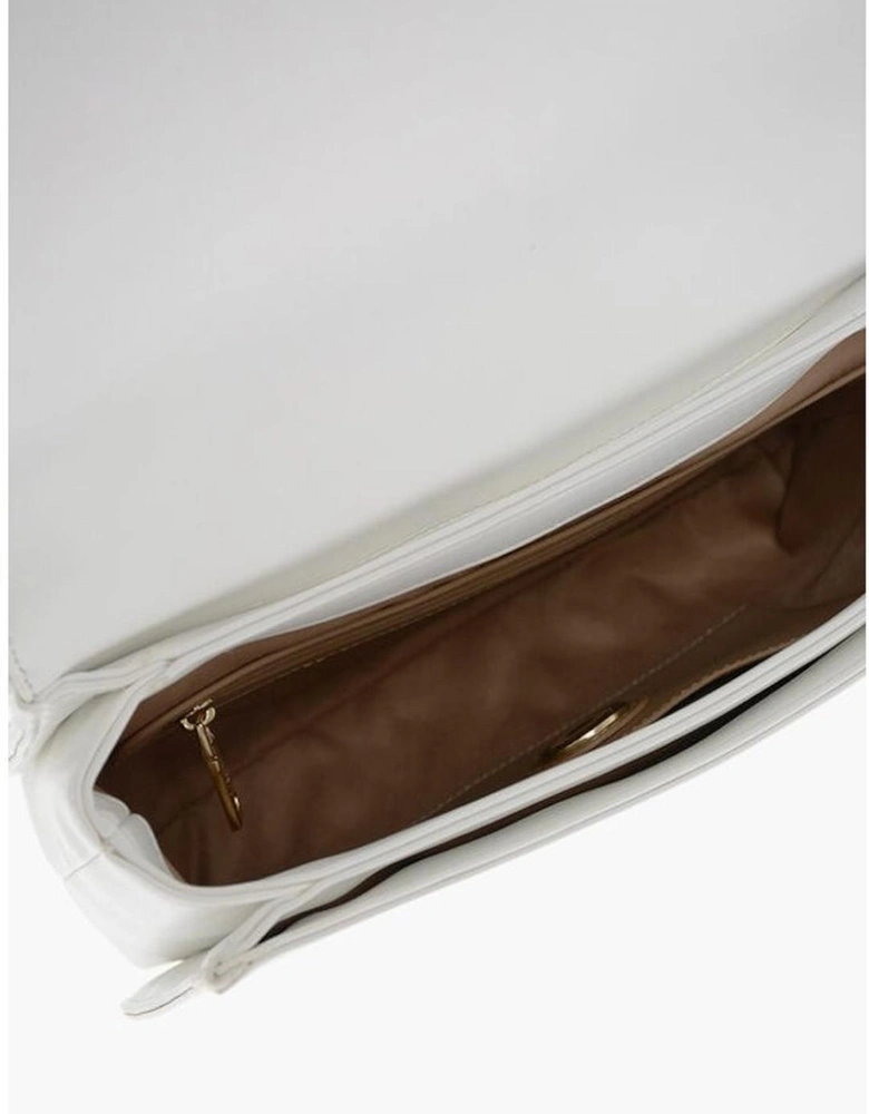 Eco-Leather Solid Shoulder Bag with Zip Closure Women - White
