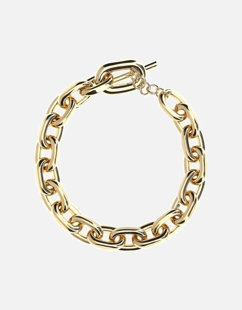 XL Link Chain Necklace with Logo Embellished Clasp Women - Gold