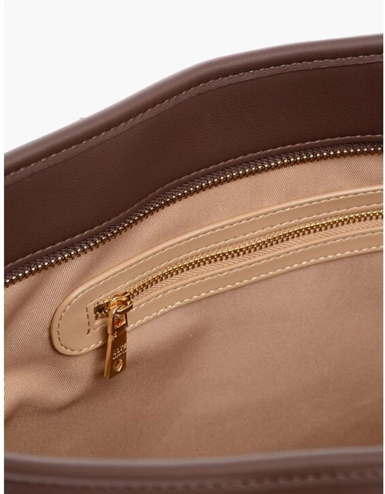 Logo Metal Solid Color Handbag Women - Brown Tote Bags