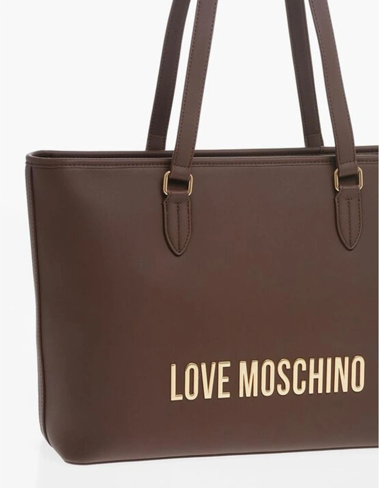 Logo Metal Solid Color Handbag Women - Brown Tote Bags