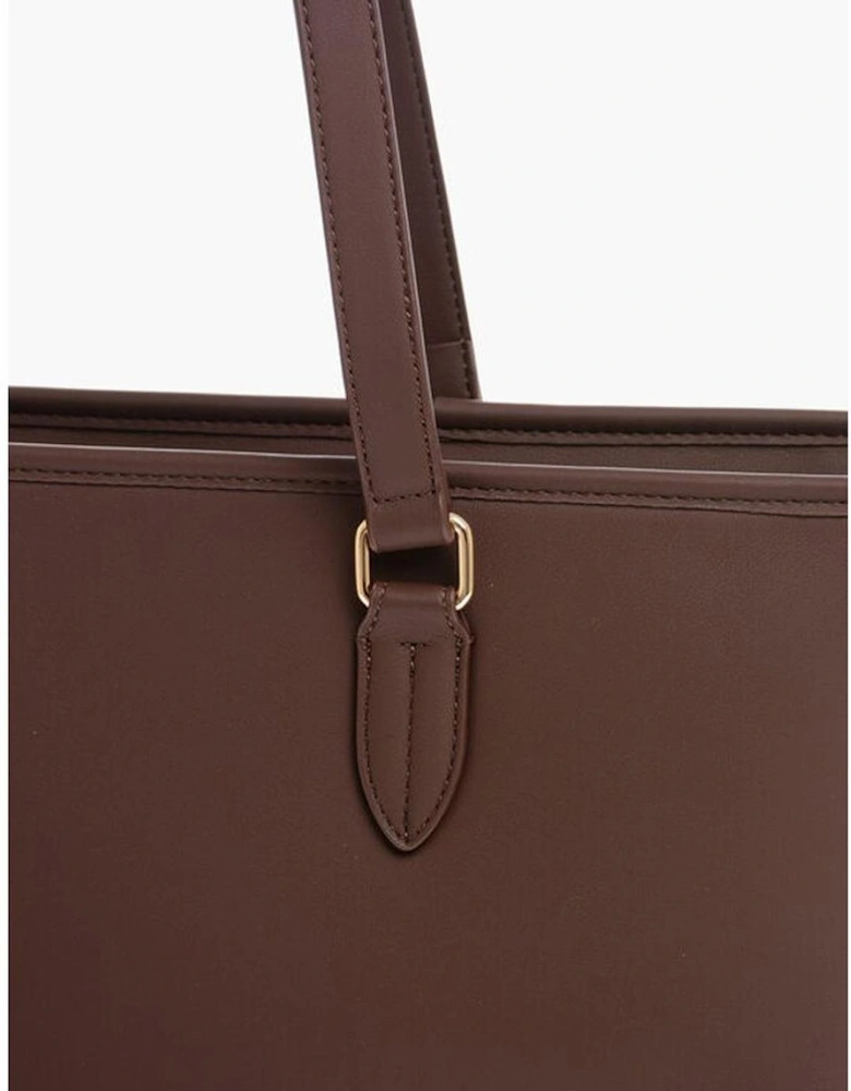 Logo Metal Solid Color Handbag Women - Brown Tote Bags