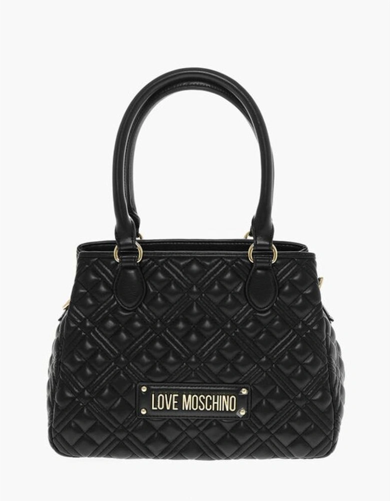 Metallic Double Handle Shoulder Bag Women - Black Tote Bags