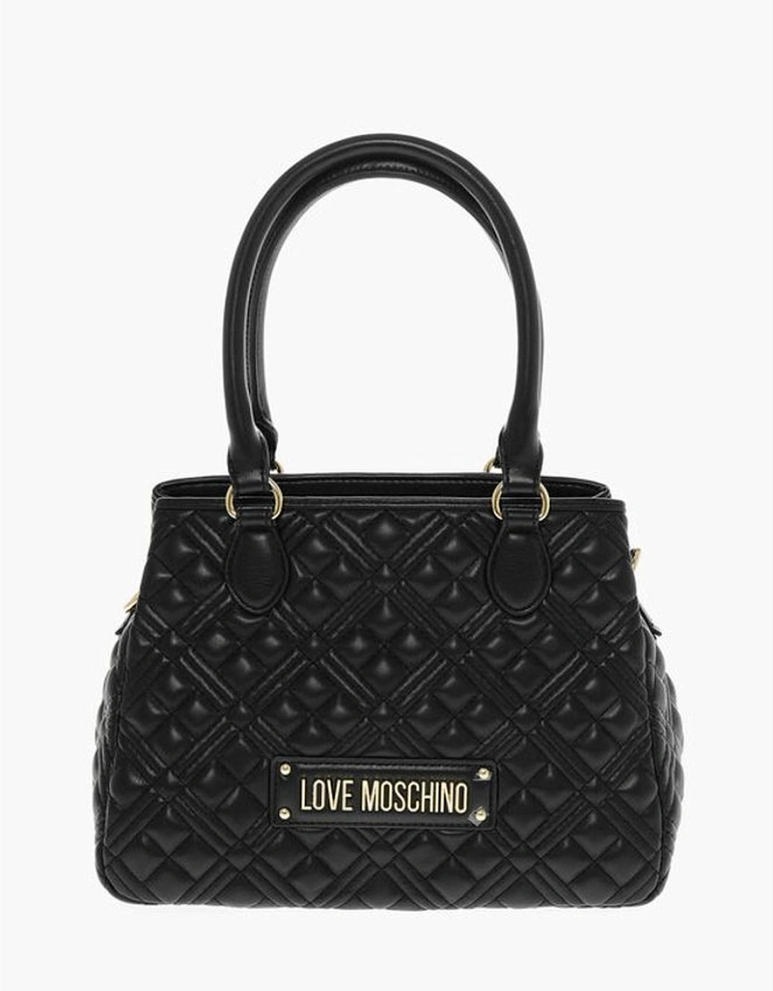 Metallic Double Handle Shoulder Bag Women - Black Tote Bags, 6 of 5