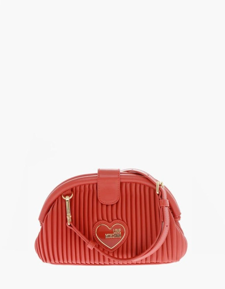 Solid Color Metal Logo Shoulder Bag Women - Red Tote Bags