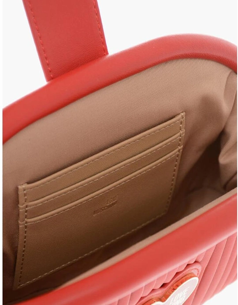 Solid Color Metal Logo Shoulder Bag Women - Red Tote Bags