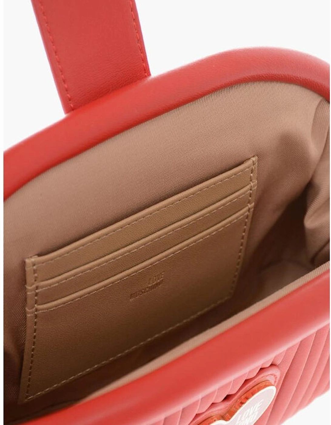 Solid Color Metal Logo Shoulder Bag Women - Red Tote Bags