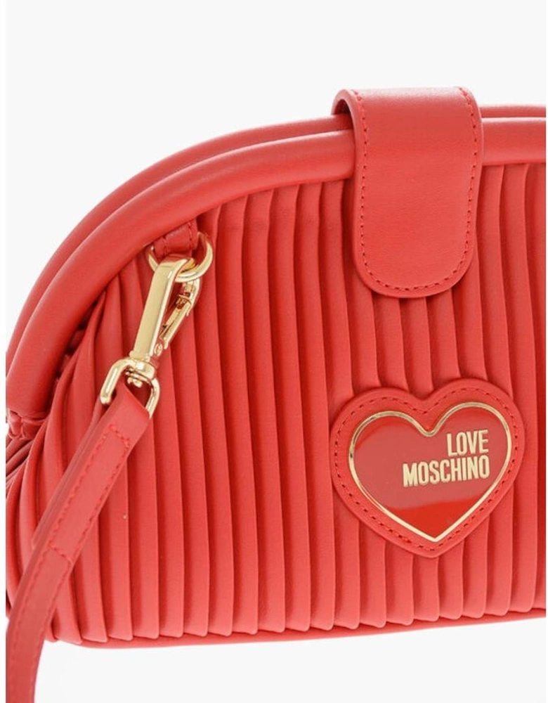 Solid Color Metal Logo Shoulder Bag Women - Red Tote Bags