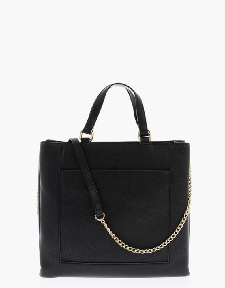 Double Handle Eco-Leather Handbag with Adjustable Strap Women - Black