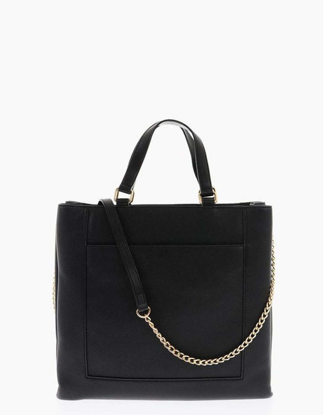 Double Handle Eco-Leather Handbag with Adjustable Strap Women - Black