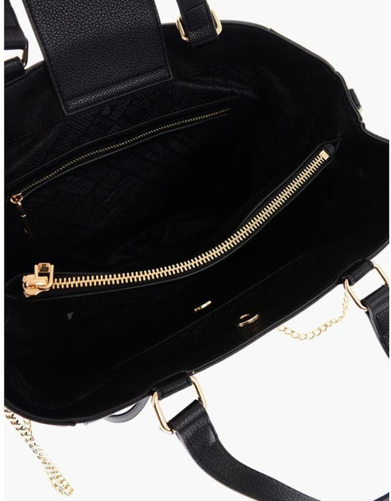 Double Handle Eco-Leather Handbag with Adjustable Strap Women - Black