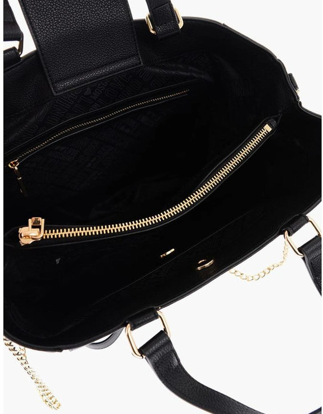 Double Handle Eco-Leather Handbag with Adjustable Strap Women - Black