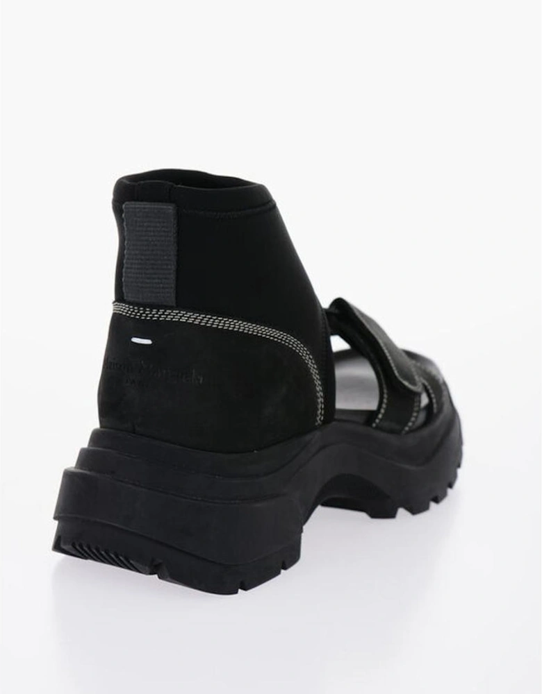 Suede Velcro Closure Rugged Sole Sneakers Women - Black Sandals