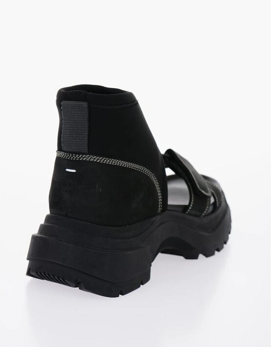 Suede Velcro Closure Rugged Sole Sneakers Women - Black Sandals