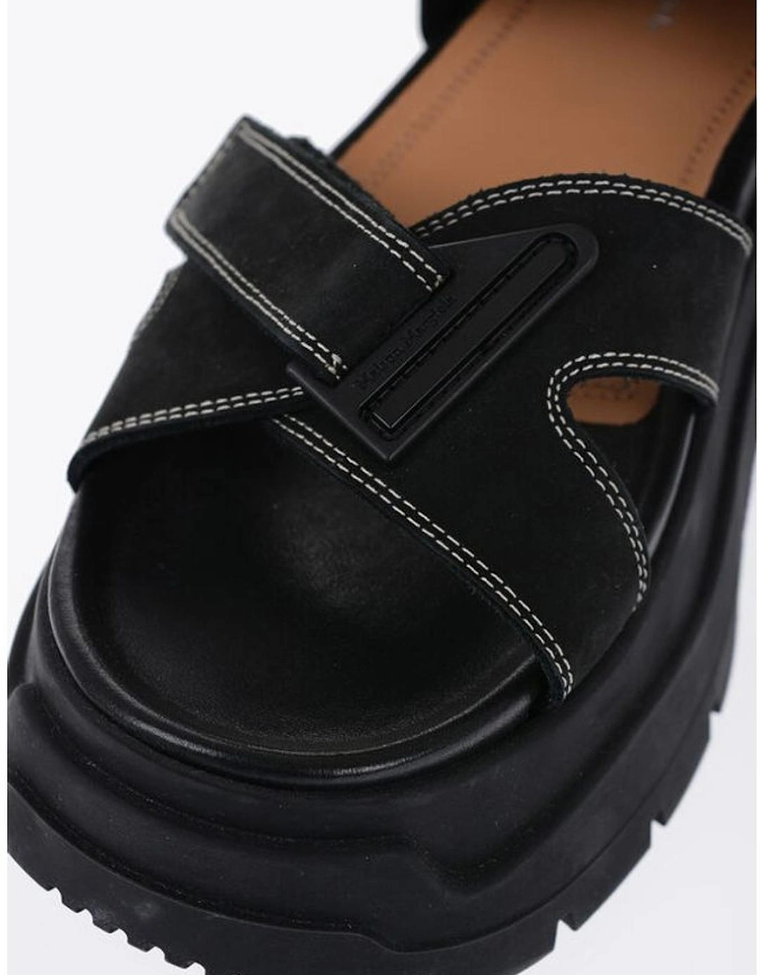 Suede Velcro Closure Rugged Sole Sneakers Women - Black Sandals