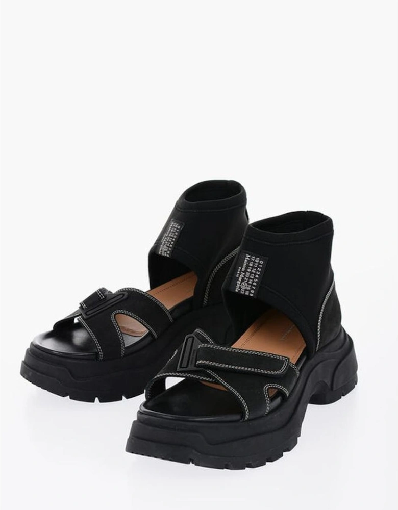 Suede Velcro Closure Rugged Sole Sneakers Women - Black Sandals