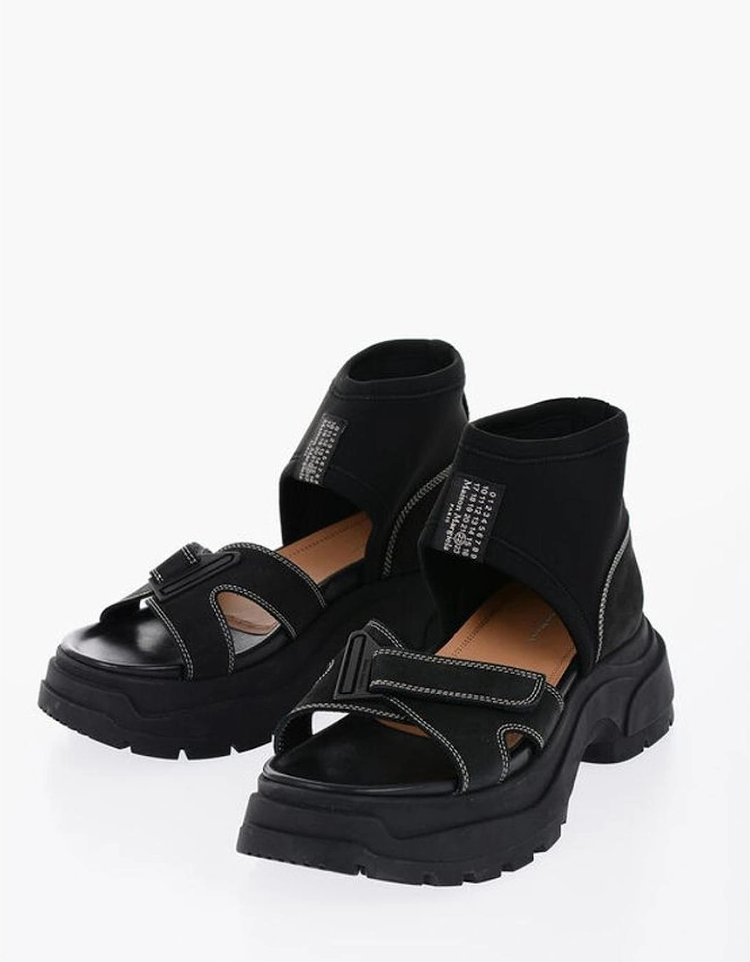Suede Velcro Closure Rugged Sole Sneakers Women - Black Sandals, 5 of 4