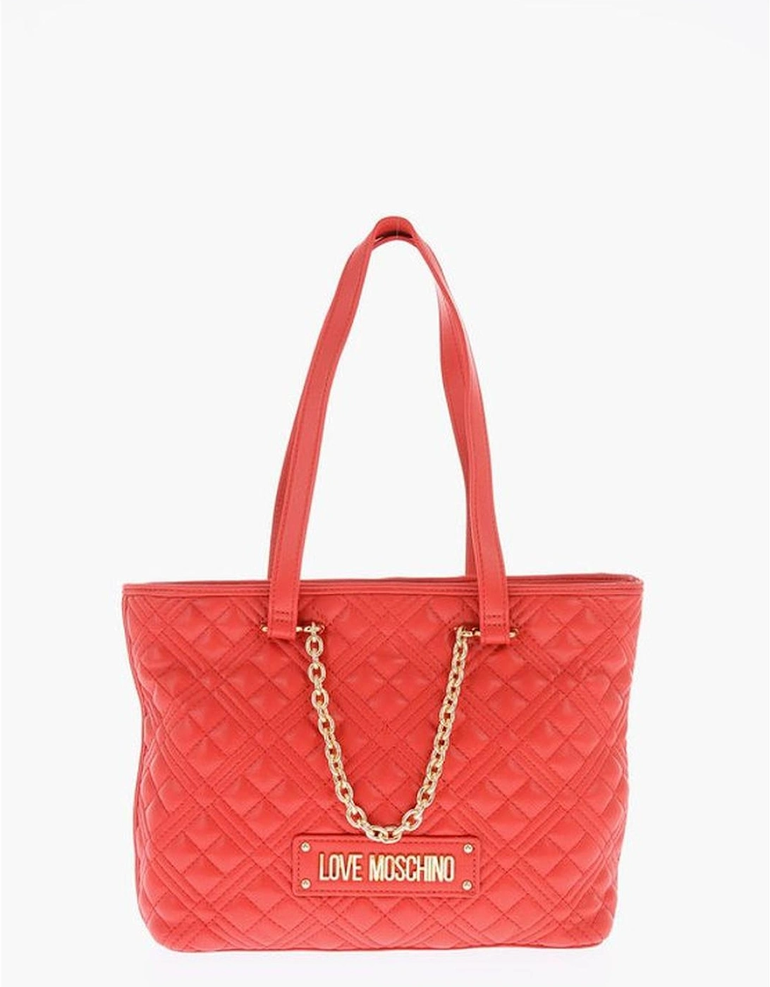 Solid Metal Logo Handbag with Internal Pocket Women - Red Tote Bags, 6 of 5
