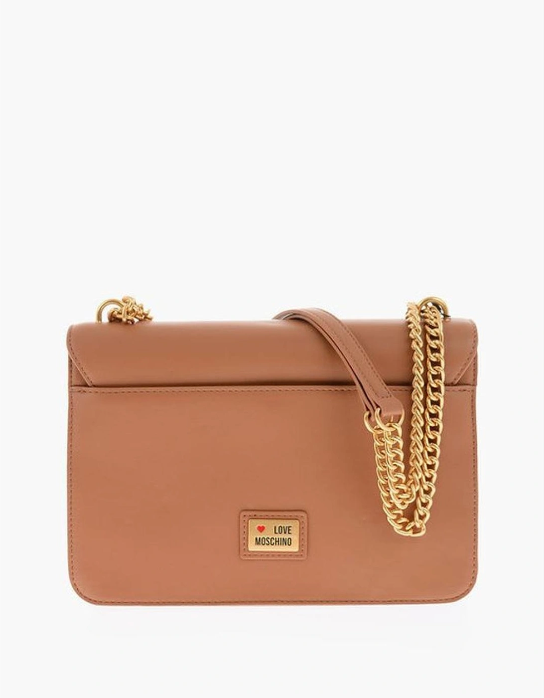 Solid Eco-Leather Shoulder Bag with Logo Women - Brown