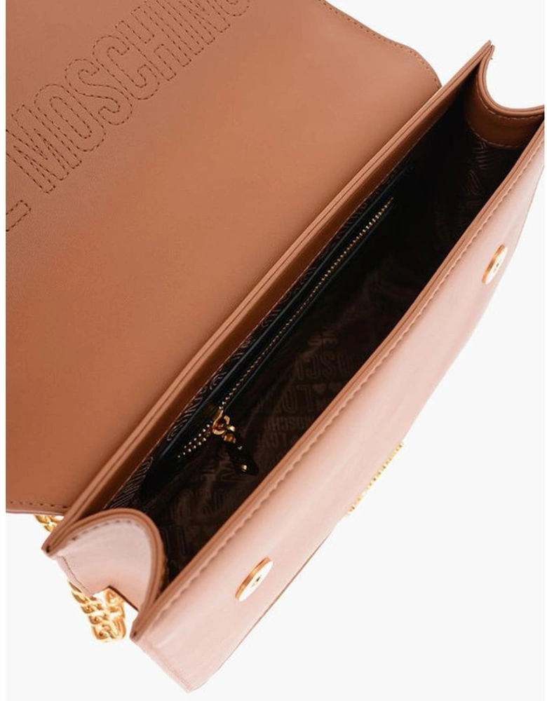 Solid Eco-Leather Shoulder Bag with Logo Women - Brown