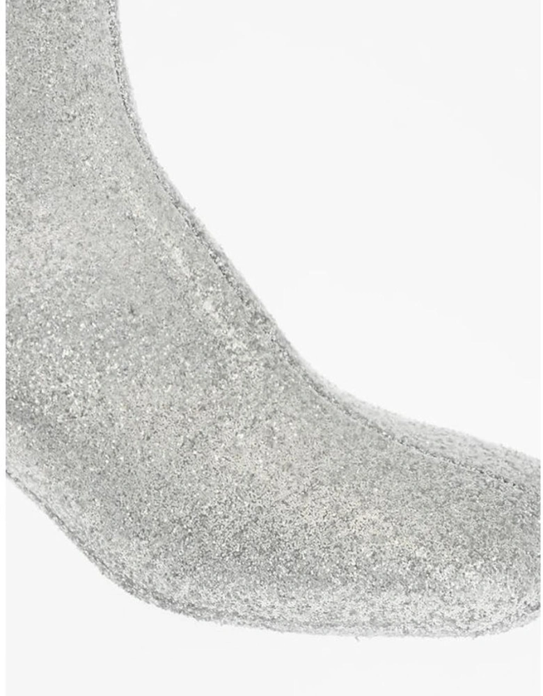 Glitter Embellished Leather Sole Heeled Shoes Women - Silver Boots