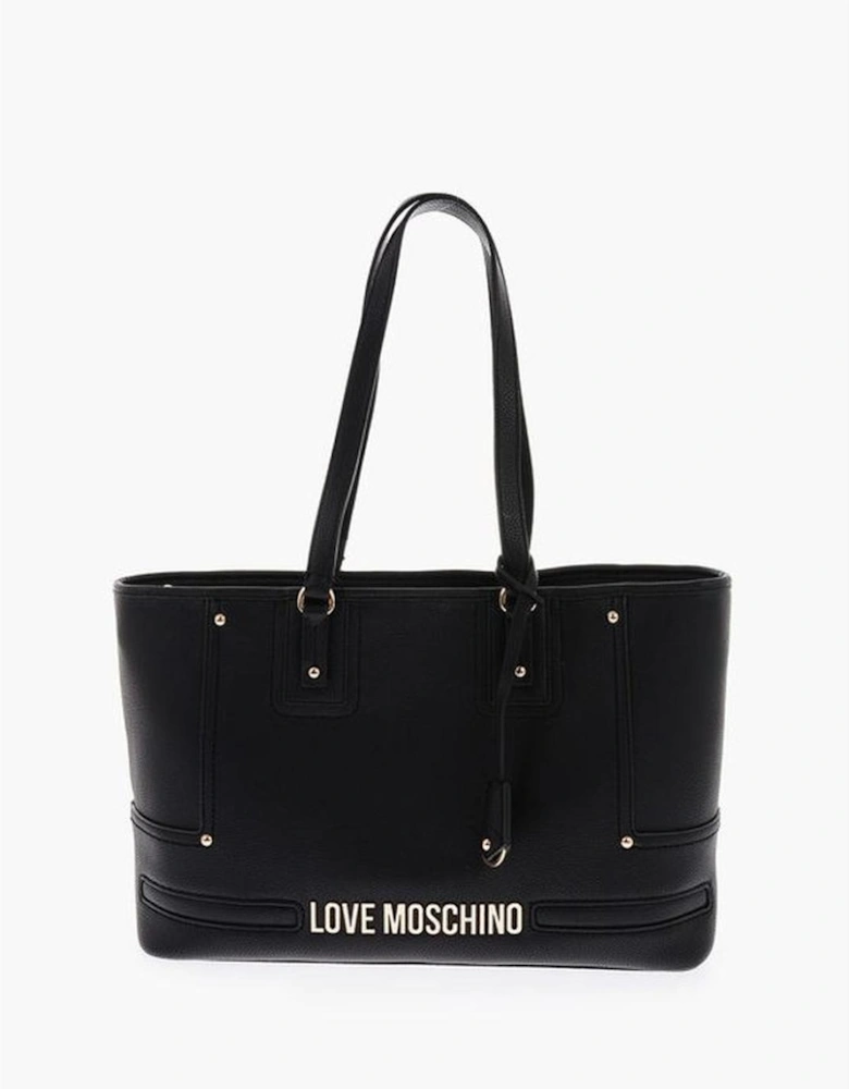 Double Handle Solid Handbag with Zip Closure Women - Black Shoulder