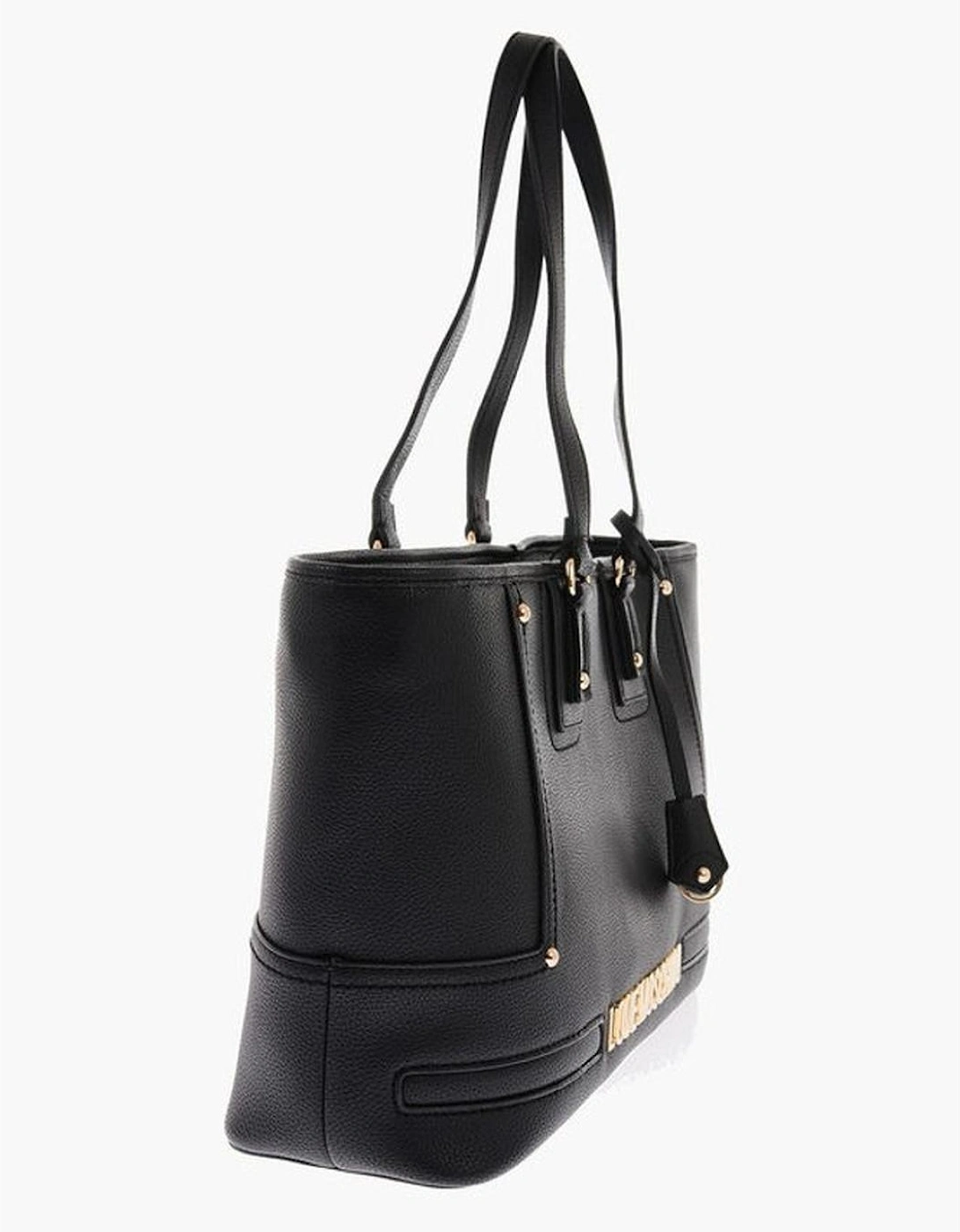 Double Handle Solid Handbag with Zip Closure Women - Black Shoulder