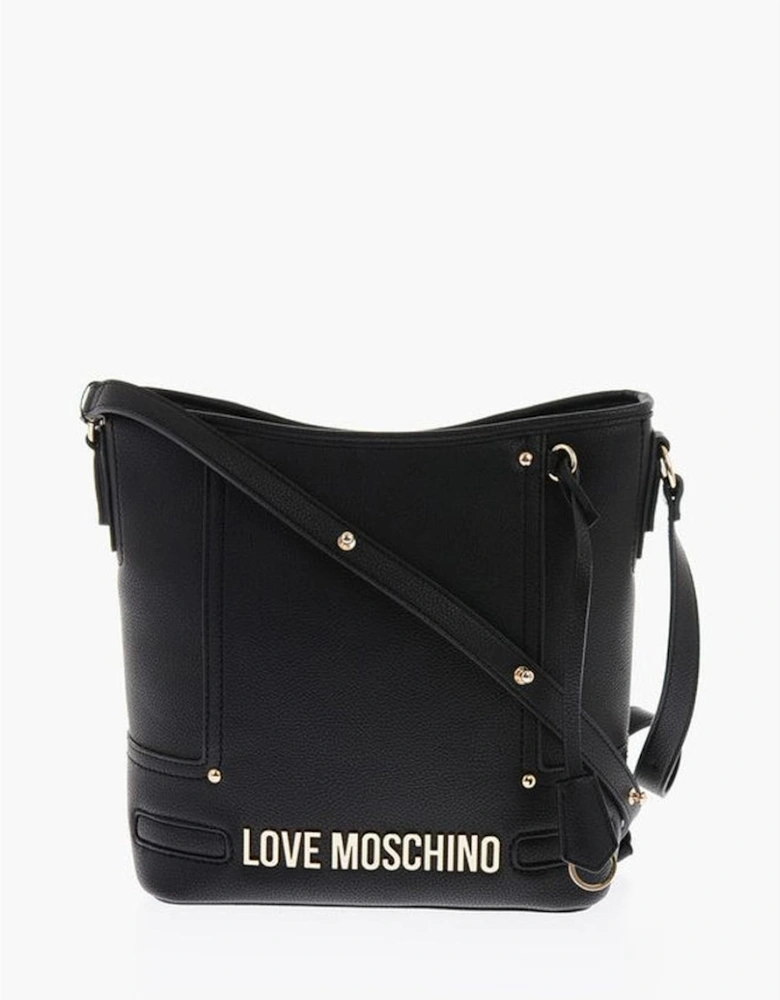 Zip Closure Solid Color Shoulder Handbag Women - Black Tote Bags