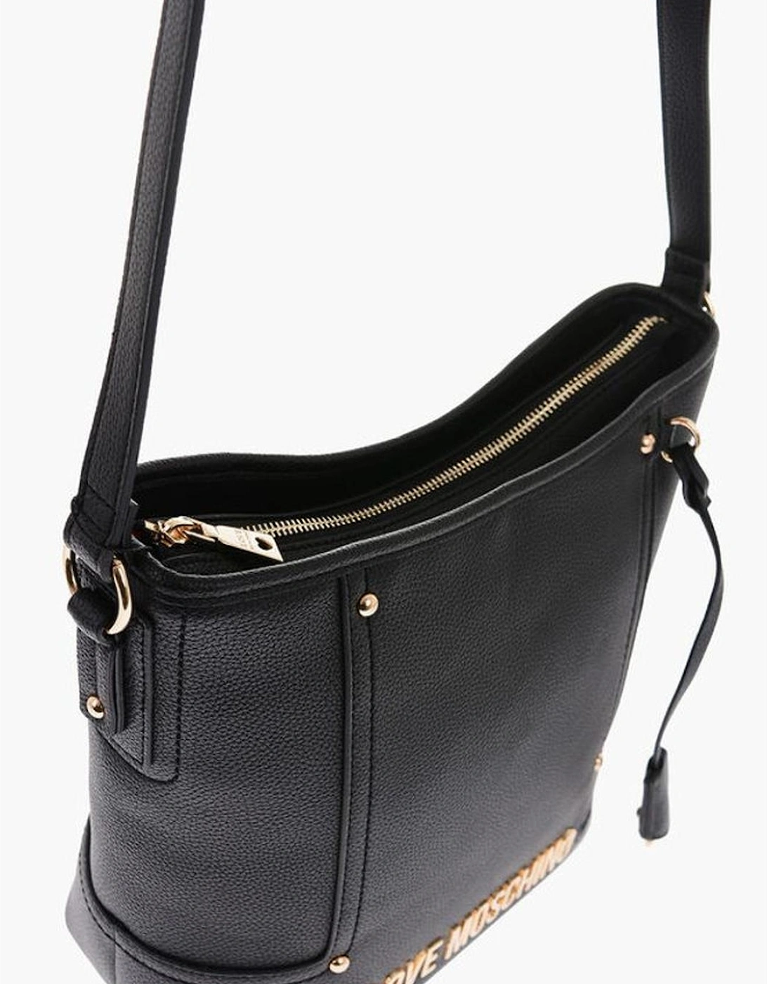 Zip Closure Solid Color Shoulder Handbag Women - Black Tote Bags