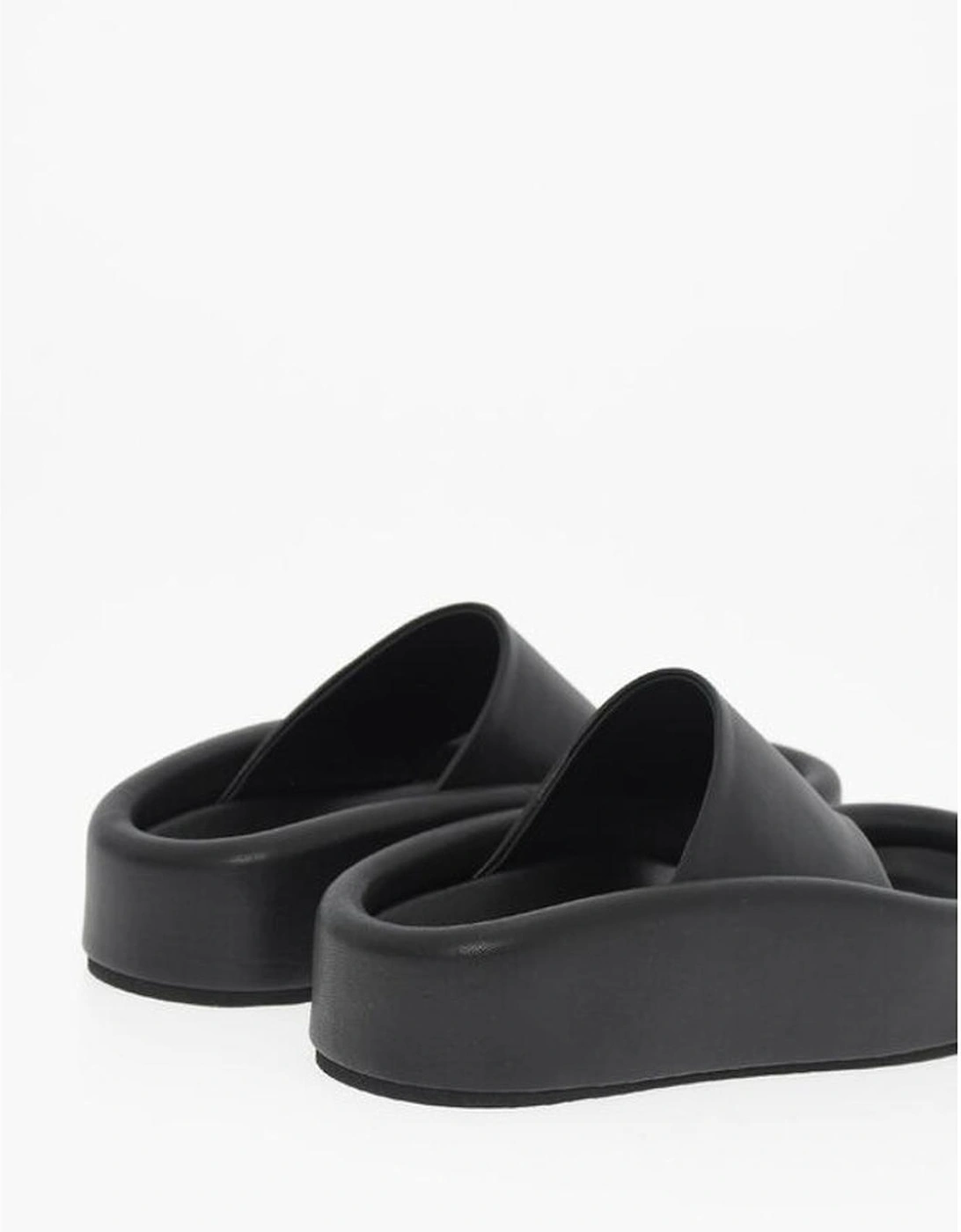 Leather Logo Slip-On Shoes Women - Black Sandals