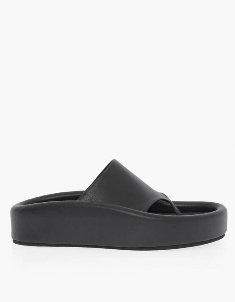 Leather Logo Slip-On Shoes Women - Black Sandals