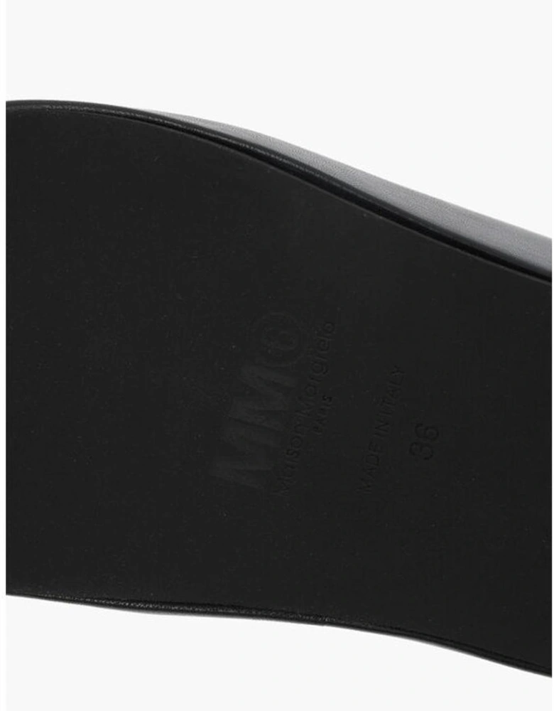 Leather Logo Slip-On Shoes Women - Black Sandals