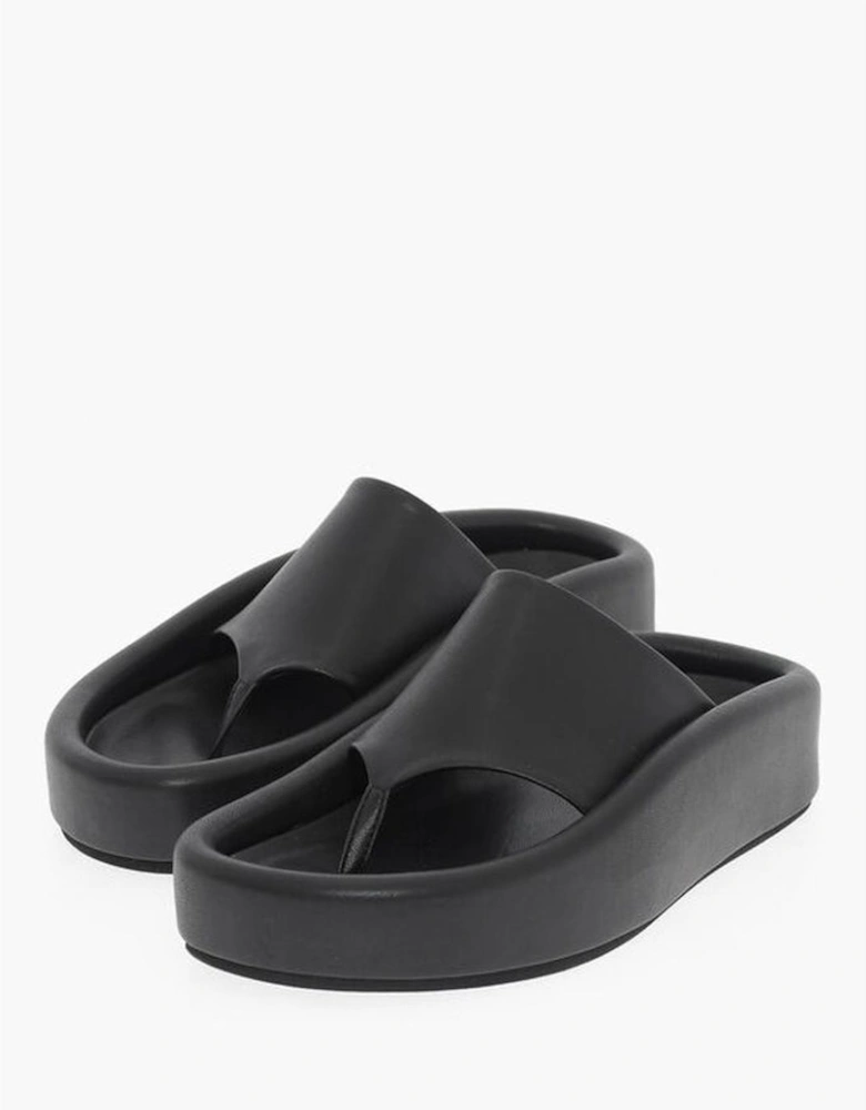 Leather Logo Slip-On Shoes Women - Black Sandals