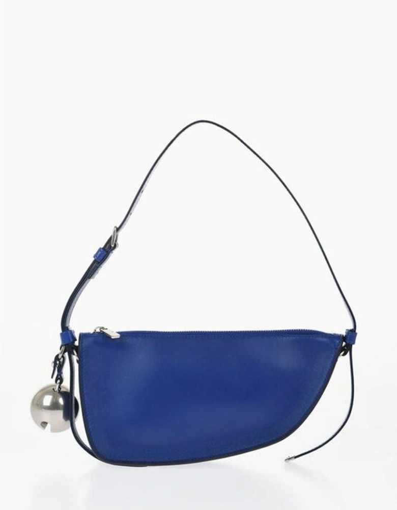 Leather Shoulder Bag with Charms Women - Blue