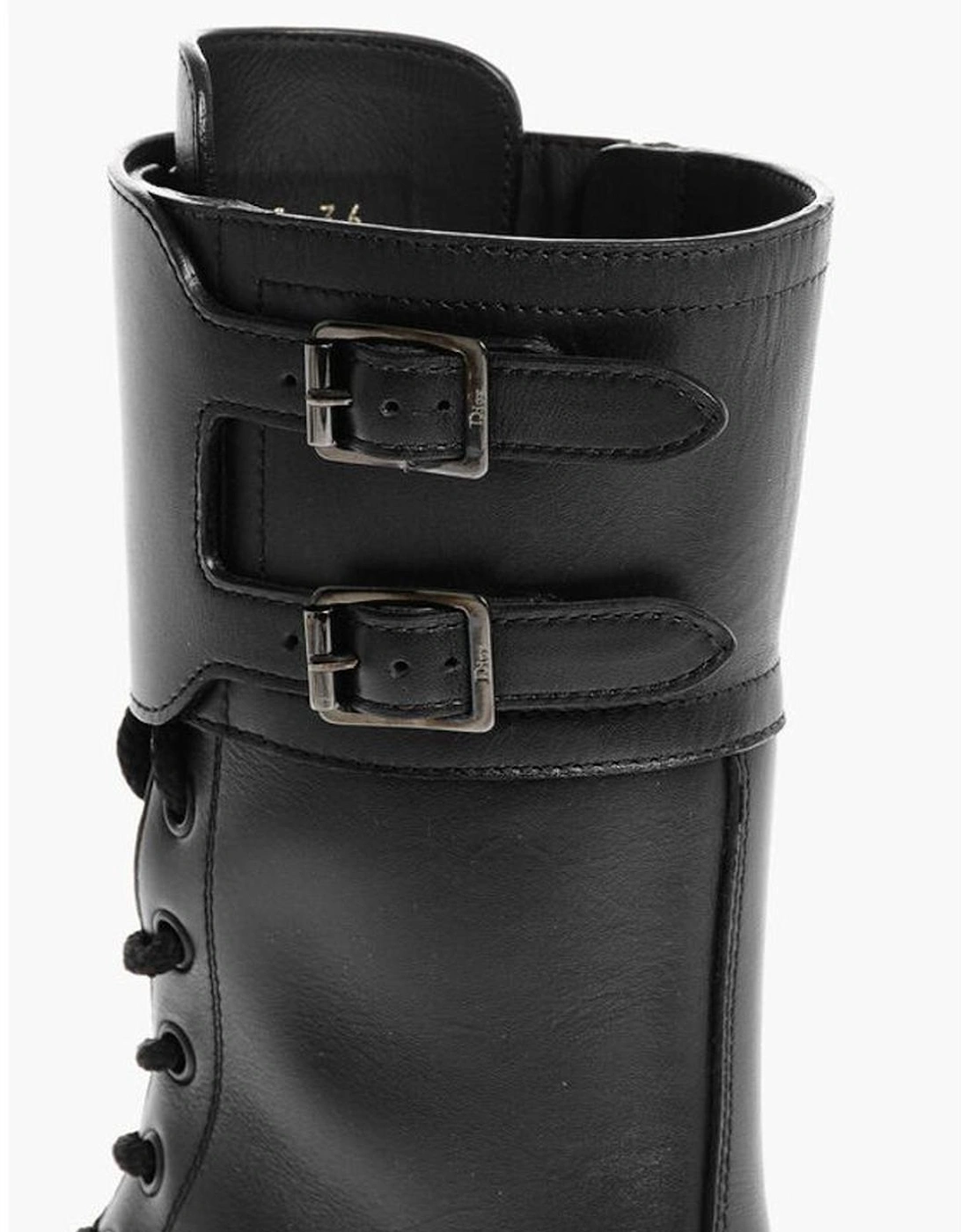 Lace-Up Buckle Ankle Boots with Studs Women - Black